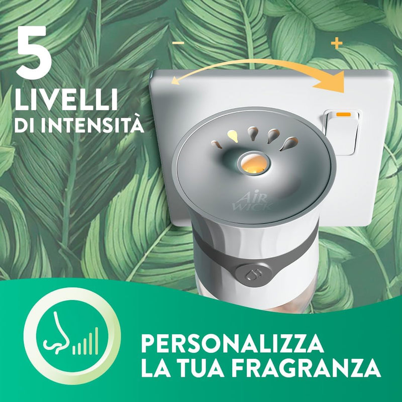 Air Wick Diffusore Elettrico di Oli Essenziali, 1 Diffusore Completo Gadget e Ricarica + 2 Ricariche alla Fragranza Peonia Bianca e Gelsomino