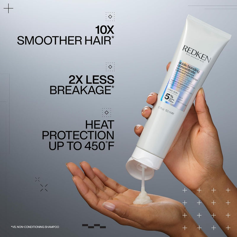 Redken | KIT Shampoo + Balsamo + Trattamento Leave-In, Routine Professionale per Capelli Danneggiati, Acidic Bonding Concentrate
