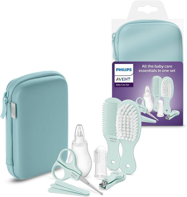 PHILIPS Avent Baby Care Kit - Starter Kit with 9 Accessories: Nail Clippers, Scissors, 3 Nail Files, Comb, Hairbrush, Nasal Aspirator and Model Toothbrush