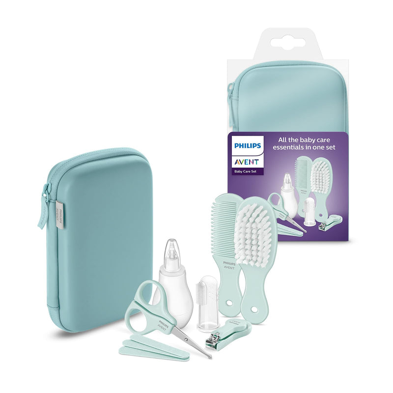 PHILIPS Avent Baby Care Kit - Starter Kit with 9 Accessories: Nail Clippers, Scissors, 3 Nail Files, Comb, Hairbrush, Nasal Aspirator and Model Toothbrush