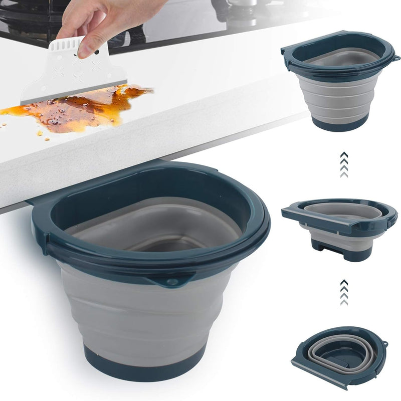 Eleganted Kitchen Rubbish Bin, Folding 4L Hanging Bin for Kitchen Bathroom Bin (Grey)