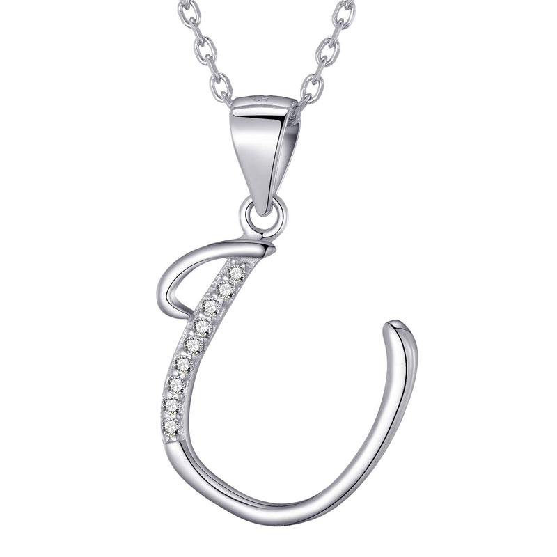 Morella Women's Necklace Silver with Different Letters Pendant 925 Silver Rhodium-Plated with White Zirconia 45 cm