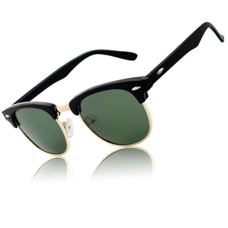 CGID MJ56 Classic Polarized Half Frame Sunglasses with Metal Rivets for Men and Women