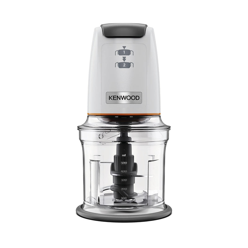 Kenwood Chopper CHP61.100WH, 500W Power, 0.5L Bowl, 2 Speeds, Four Blade System, Non-Slip Ring for Stability of the Chopper, Dishwasher Safe, White/SIlver