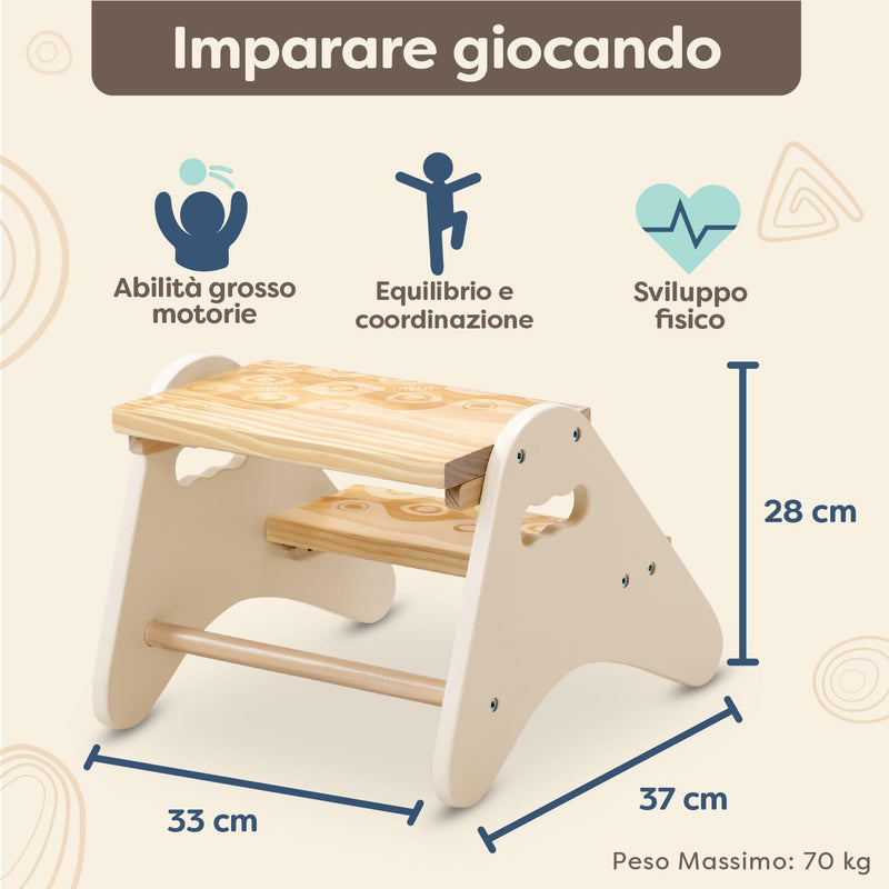 B. Toys Sturdy Wooden Step Stool for Children B. Spaces Sturdy Wood Stool with 2 Steps, Cream White Furniture for Bathroom, Kitchen, Kids Room from 2 Years, Small, BX2031C1Z