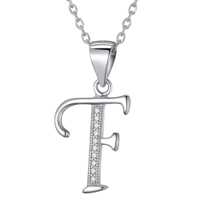 Morella Women's Necklace Silver with Different Letters Pendant 925 Silver Rhodium-Plated with White Zirconia 45 cm