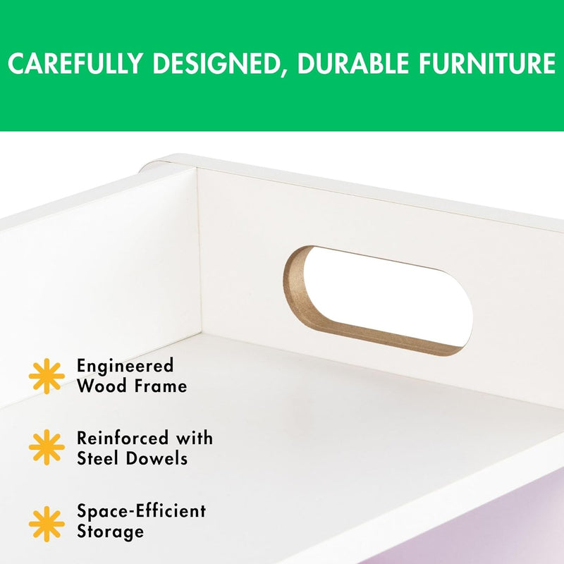 Humble Crew Kids Storage Shelf Organizer Toy Storage Rack with 9 Storage Boxes, White/White