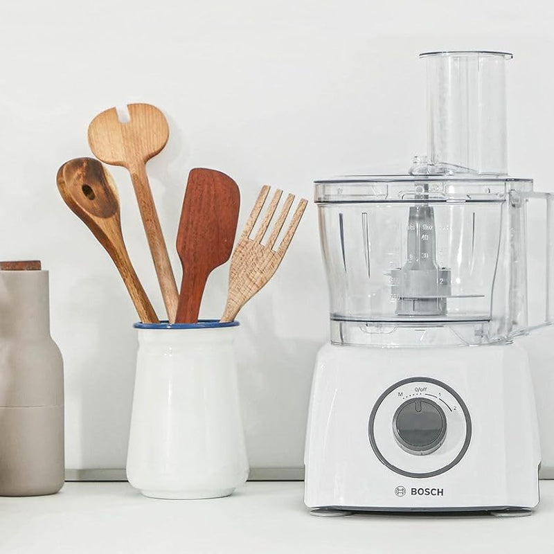 Bosch MultiTalent 3 Compact Multifunction Food Processor – Over 20 Functions, 800 W, 2 Speeds, 2.3 L Bowl, Slicing, Cutting and Grating, Kneading Blade and Whipping Disc