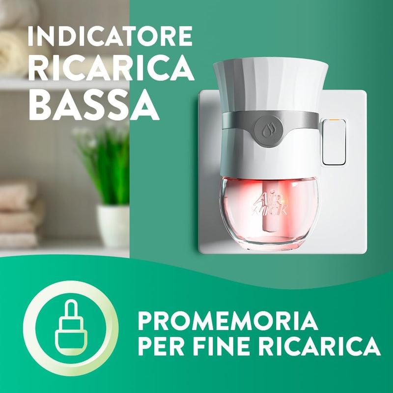 Air Wick Diffusore Elettrico di Oli Essenziali, 1 Diffusore Completo Gadget e Ricarica + 2 Ricariche alla Fragranza Peonia Bianca e Gelsomino