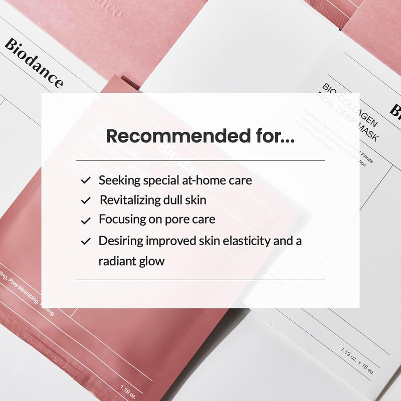 Biodance Bio-Collagen Real Deep Mask 4 Pack - Face Mask, Face Mask, Women Face Mask, Face Mask, Pore Refining, Wrinkle Treatment