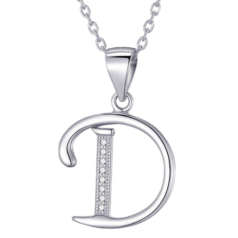 Morella Women's Necklace Silver with Different Letters Pendant 925 Silver Rhodium-Plated with White Zirconia 45 cm
