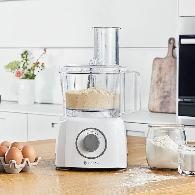 Bosch MultiTalent 3 Compact Multifunction Food Processor – Over 20 Functions, 800 W, 2 Speeds, 2.3 L Bowl, Slicing, Cutting and Grating, Kneading Blade and Whipping Disc