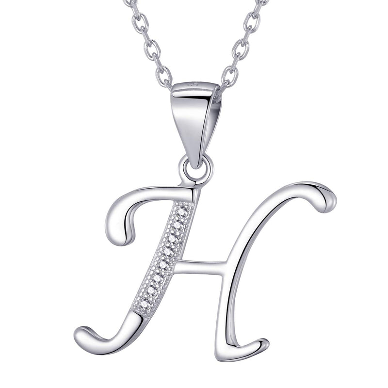 Morella Women's Necklace Silver with Different Letters Pendant 925 Silver Rhodium-Plated with White Zirconia 45 cm