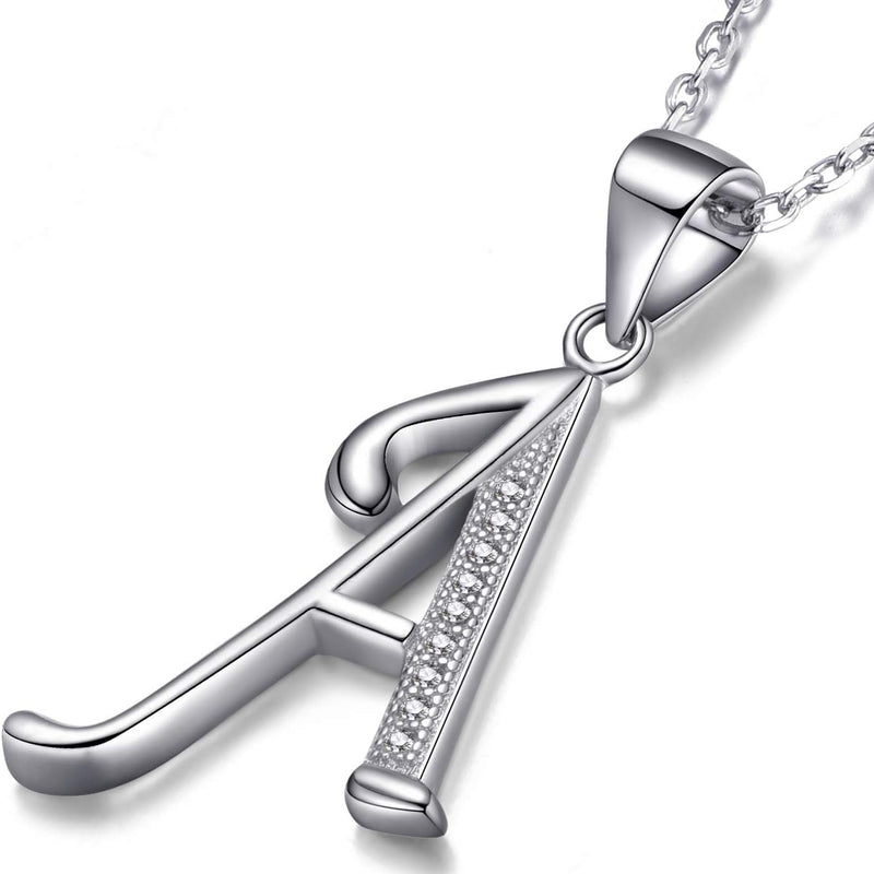 Morella Women's Necklace Silver with Different Letters Pendant 925 Silver Rhodium-Plated with White Zirconia 45 cm