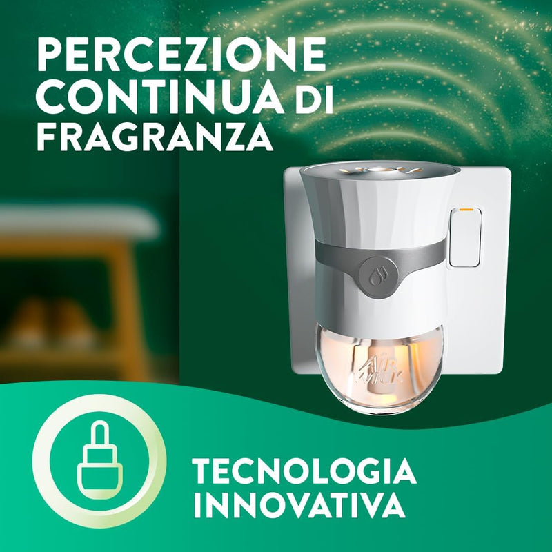 Air Wick Diffusore Elettrico di Oli Essenziali, 1 Diffusore Completo Gadget e Ricarica + 2 Ricariche alla Fragranza Peonia Bianca e Gelsomino