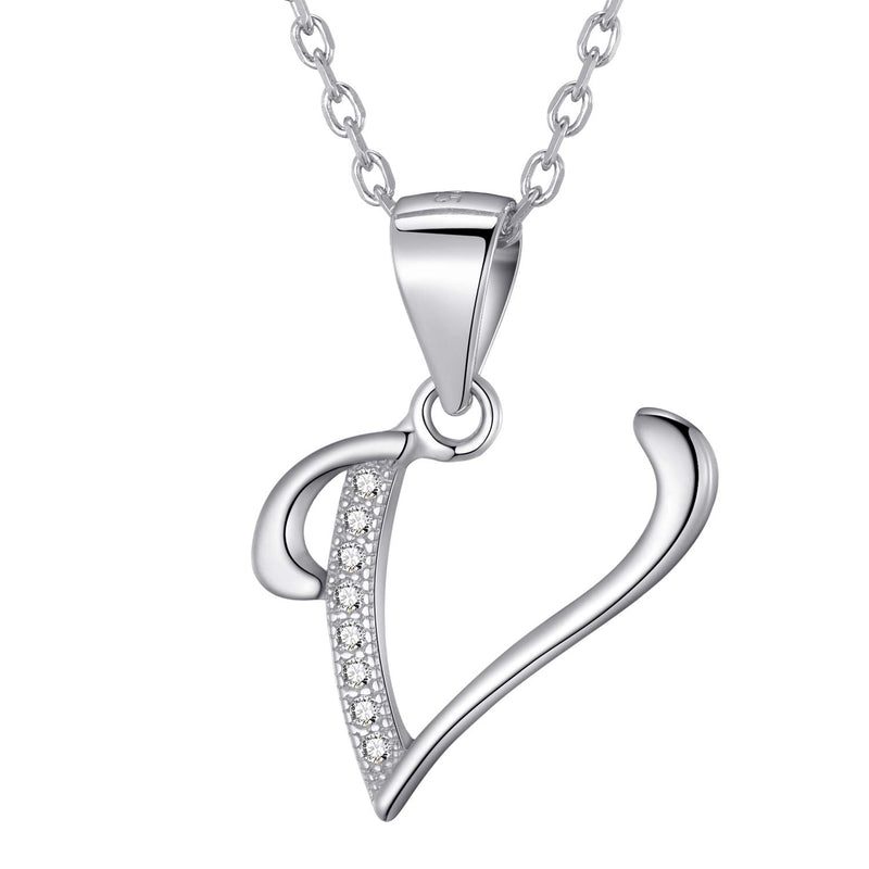 Morella Women's Necklace Silver with Different Letters Pendant 925 Silver Rhodium-Plated with White Zirconia 45 cm