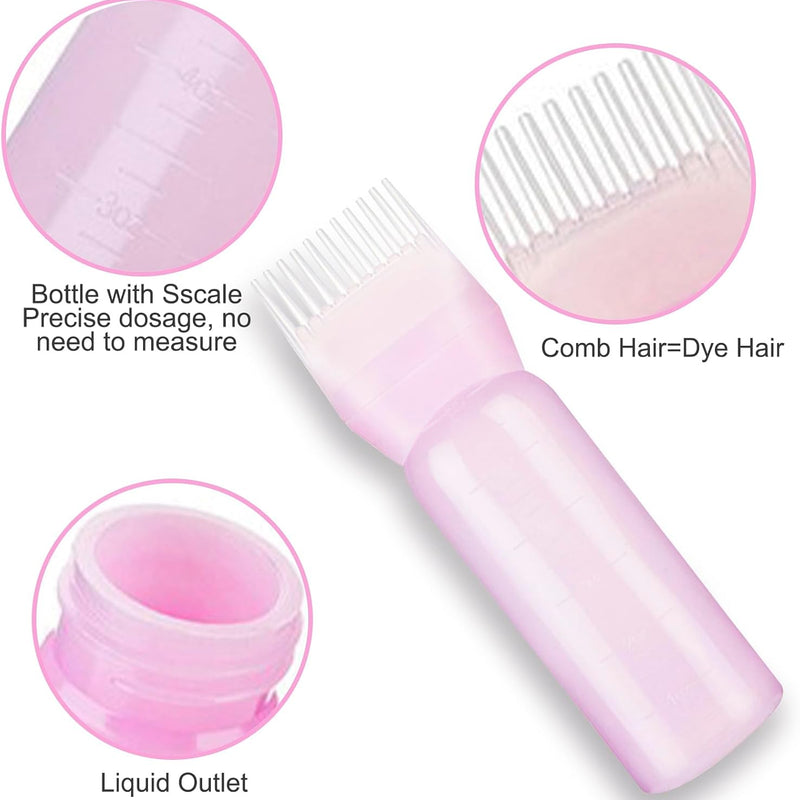 dshyuauoci Hair Oil Applicator, 160 ml Hair Oil Dispenser with Scale, Hair Dyeing at Home for Medicine, Care and Hair Dying, Barber Shops Pink