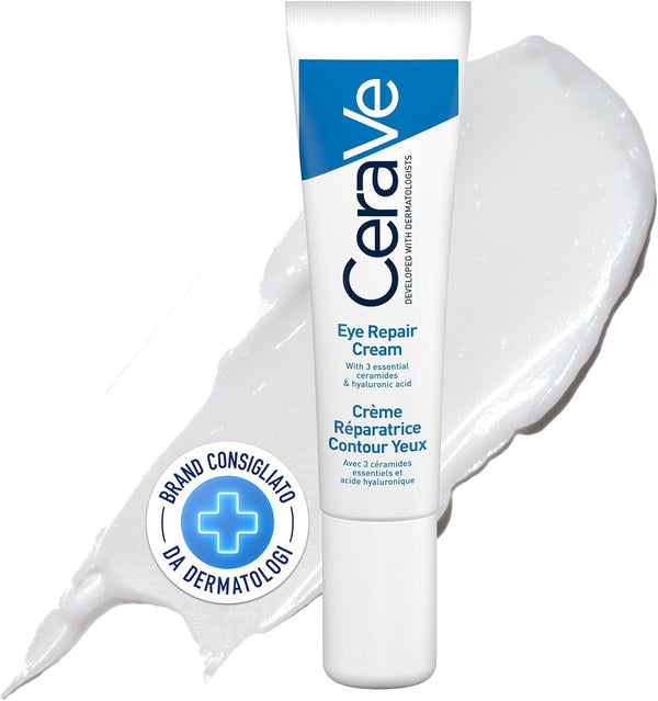CeraVe Eye Contour Repair Cream for Long Hydrated Eye Contour, Reduced Bags and Dimmed Dark Circles, for All Skin Types, with Hyaluronic Acid and Ceramides, 15 ml