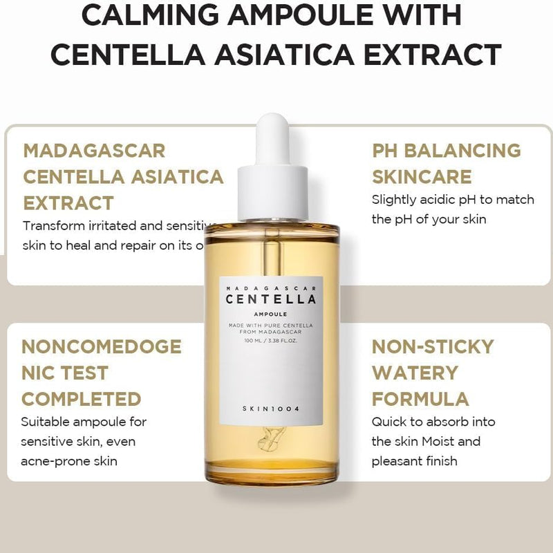 Skin1004, Centella Asiatica Madagascar 100 Vials (ml) / Face Serum / 100% Centella Asiatica Extract/Soothing for Sensitive and Acne-Prone Skin
