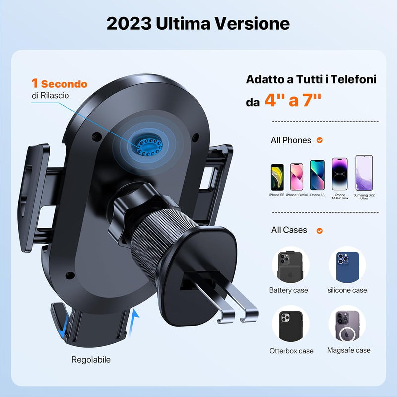 Miracase Car Phone Holder [New Double Steel Hook] Car Phone Holder for Air Vent Compatible with iPhone 16/15/14 Samsung Xiaomi and Other Smartphones Series
