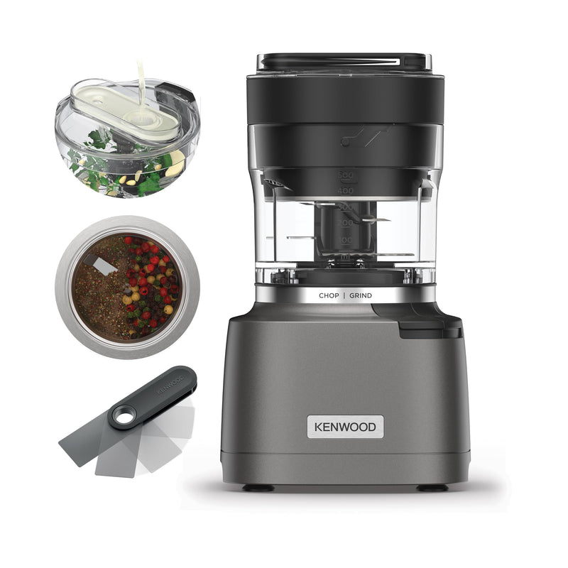 Kenwood Chopper CHP61.100WH, 500W Power, 0.5L Bowl, 2 Speeds, Four Blade System, Non-Slip Ring for Stability of the Chopper, Dishwasher Safe, White/SIlver