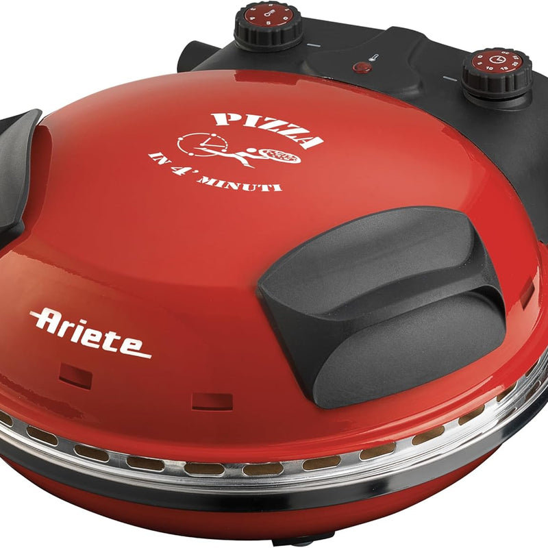 Ariete 909 Forno Pizza - Pizza in 4 Minutes - Refractory Stone Plate with Non-Stick Treatment - Max Temperature 400° - 1200 Watt - Timer 30'