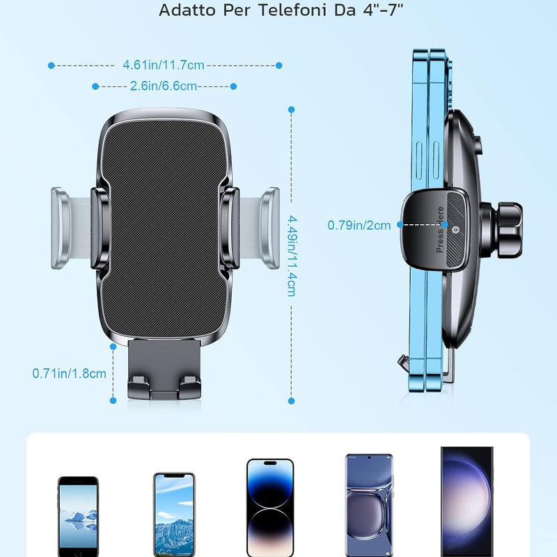 CIRYCASE Porta Cellulare Auto, [Aspirazione Ultra Potente & Universale] Supporto Telefono Auto, Flessibile PortaTelefono Cruscotto e Parabrezza, Supporti Interni Universale per Smartphone da 4-7