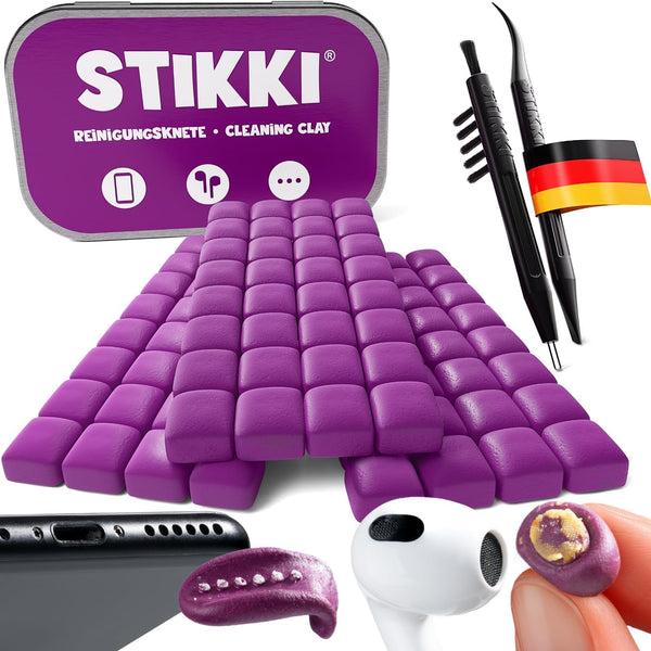 STIKKI® Cleaning Paste for Mobile Phones, Smartphones, Headphones etc - Professional Cleaning Kit with Multifunction Tools Included