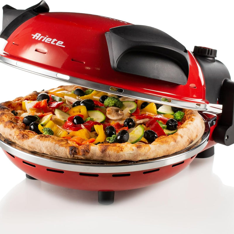 Ariete 909 Forno Pizza - Pizza in 4 Minutes - Refractory Stone Plate with Non-Stick Treatment - Max Temperature 400° - 1200 Watt - Timer 30'