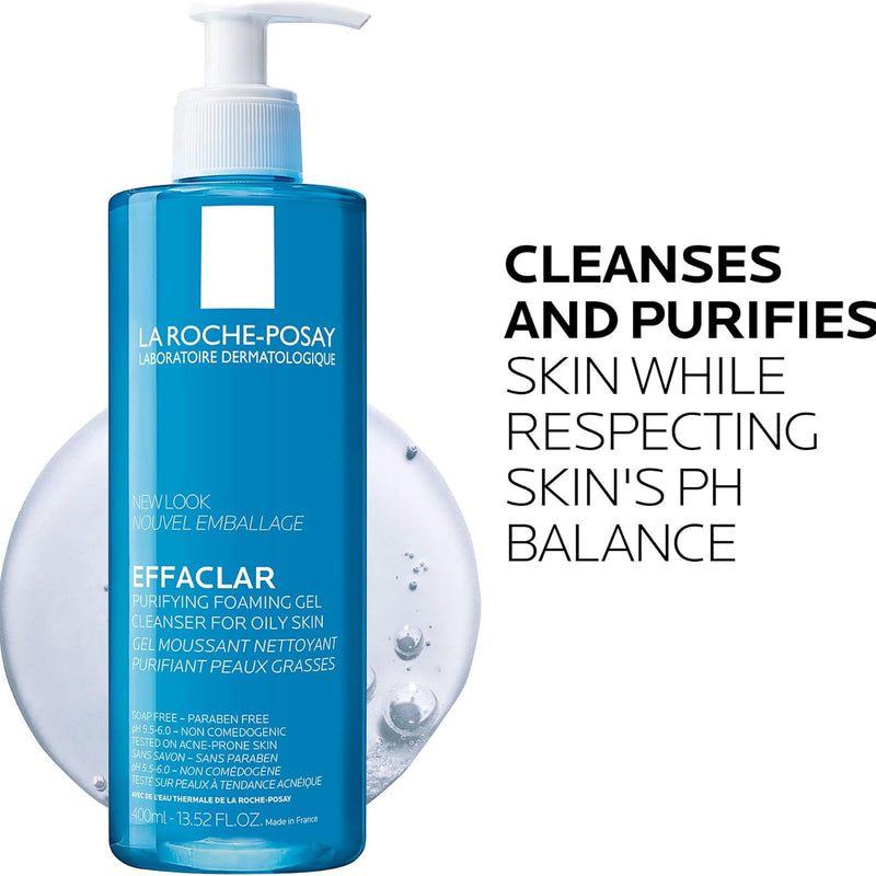 La Roche Posay Effaclar Cleansing Gel for Acne-prone Skin, Purifying Action, Removes Sebum and Impurities, Enriched with Thermal Water and Zinc, 400 ml