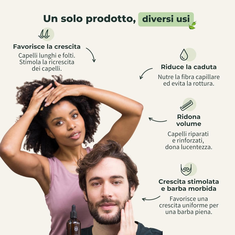 BIONOBLE Rosemary Oil for Organic Hair - Stimulates Growth and Reduces Loss - Rosemary, Castor, Argan and Jojoba Essential Oil - Rosemary Oil for Hair Growth - Glass Bottle + Pipette - 50 ml