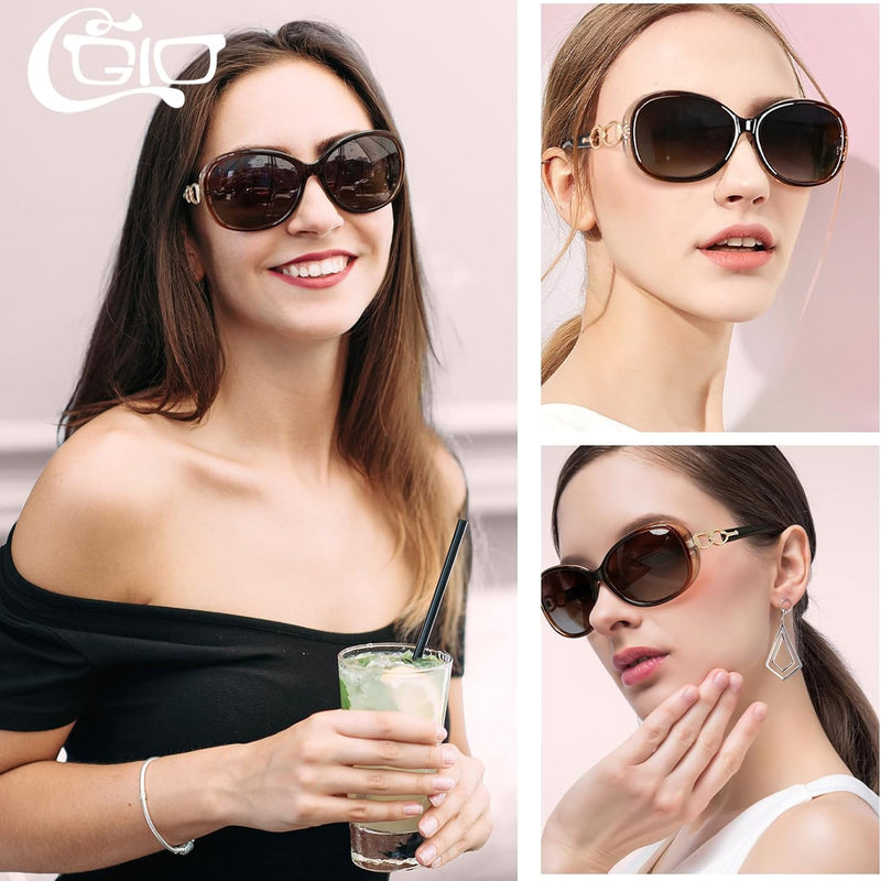 CGID MJ85 Women's Polarized Sunglasses Large Retro Designer UV400 Protection Sunglasses