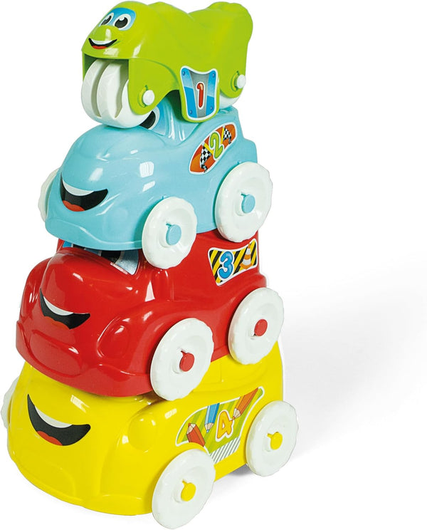 Baby Clementoni – Activity Vehicles, Cars for Children 10+ Months, Early Childhood Toy Made in Italy, Play For Future, 4 Stacking Vehicles for Developing Coordination, Manuality and Creativity, 17111