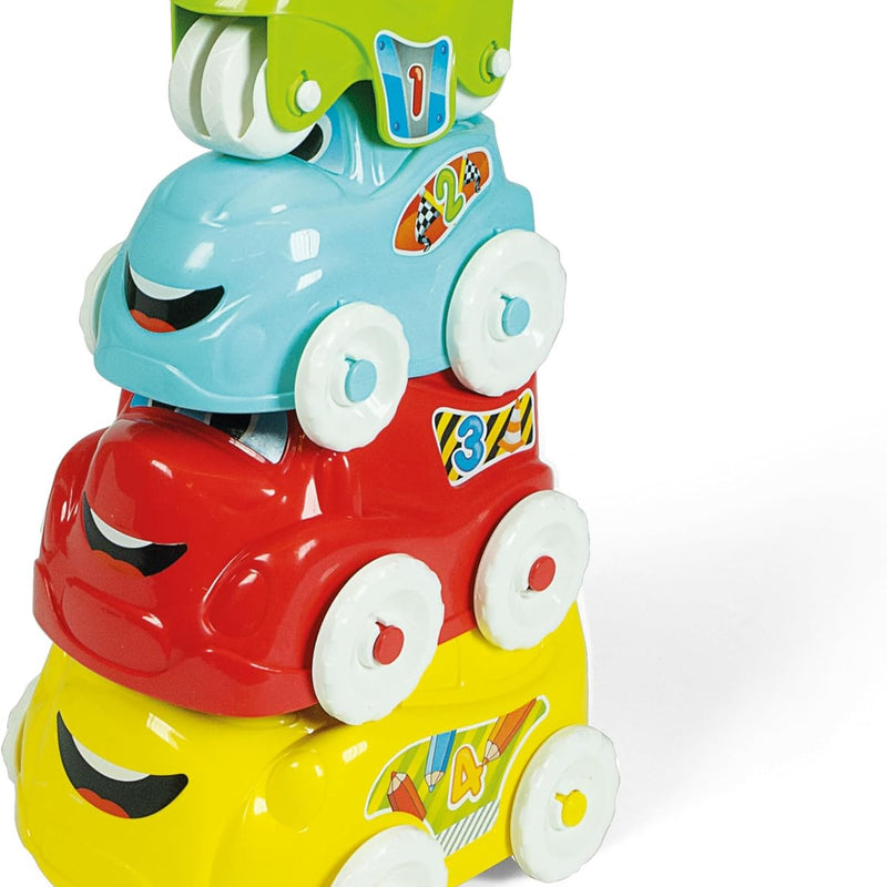 Baby Clementoni – Activity Vehicles, Cars for Children 10+ Months, Early Childhood Toy Made in Italy, Play For Future, 4 Stacking Vehicles for Developing Coordination, Manuality and Creativity, 17111