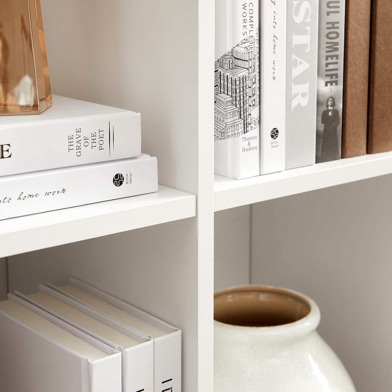 VASAGLE Libreria a 6 Cubi, Scaffale Espositore per Decorazioni, Souvenir, Piante, per Studio, Ufficio, Soggiorno, 30 x 65,5 x 97,5 cm, Bianco LBC203D
