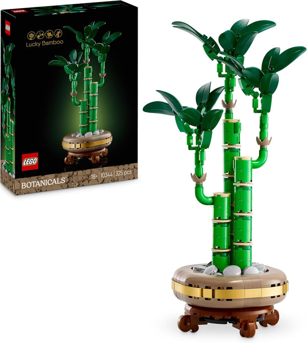 LEGO Botanicals Auspicious Bamboo Artificial Plant Indoor Decor with Fake Pot, Home Office Decor, Gift Idea for Women, Men and Adults by Botanical Collection 10344