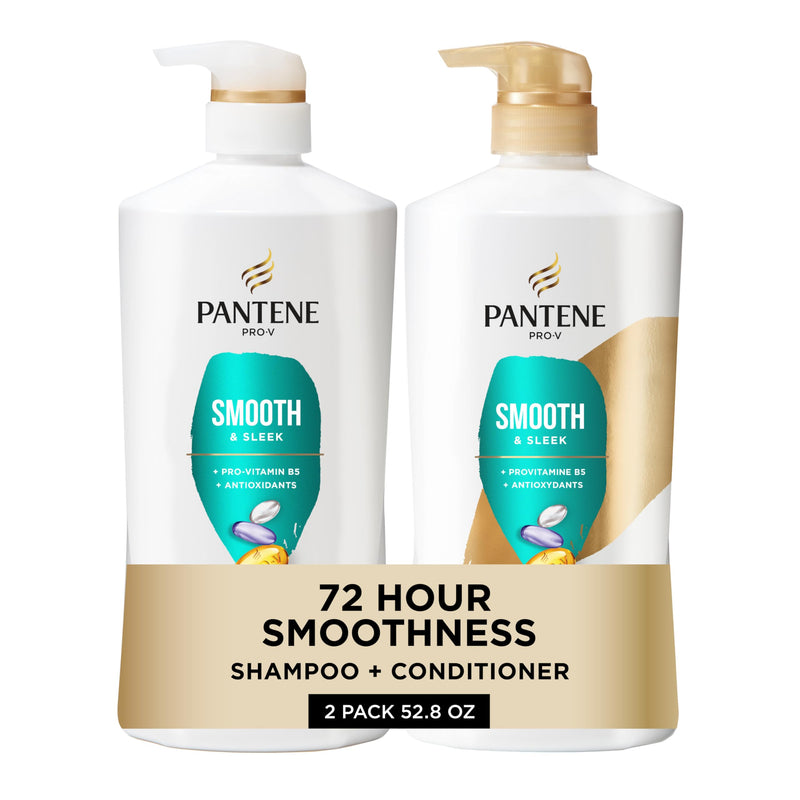 Pantene Shampoo & Conditioner Set, Daily Moisture Renewal - Pro-V Nutrients for Dry, Color-Treated, Straight to Curly Hair, 72-Hour Hydration & Softness, 52.8 Oz Total + Miracle Rescue Shot (0.5 Oz)