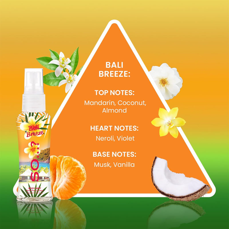 So…? Summer Escapes Womens Gift Sets Bundle, Body Mist Fragrance Spray (4x50ml)