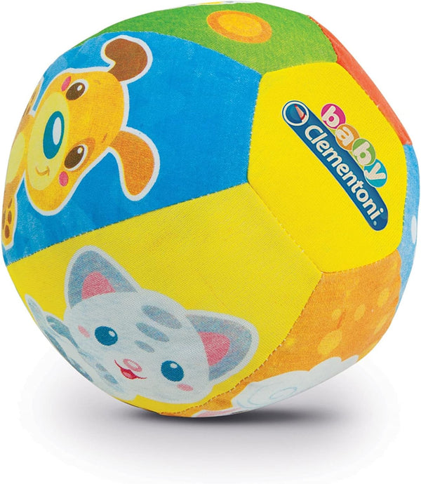 Baby Clementoni - Palla Musicale Amici Animali, Gioco Elettronico per Bambini 3+ Mesi, con Suoni e Dolci Melodie, in Morbida Stoffa, Stimola Manualità, Tatto e Motricità, Lingua Italiana, 17132