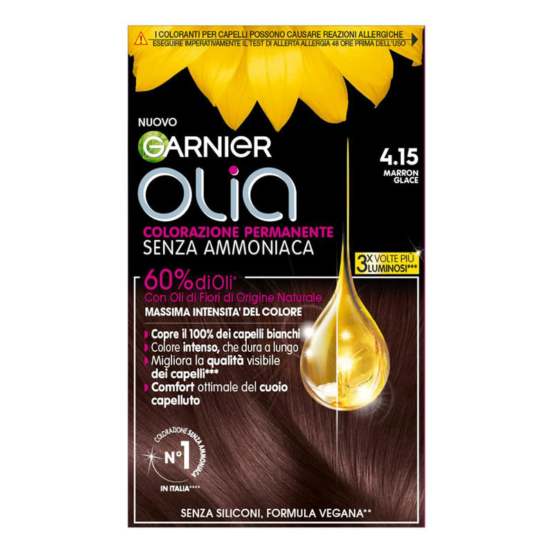 Garnier Olia Hair Dye, Ammonia Free, Covers 100% White Hair, Vegan Formula Formula, Brown