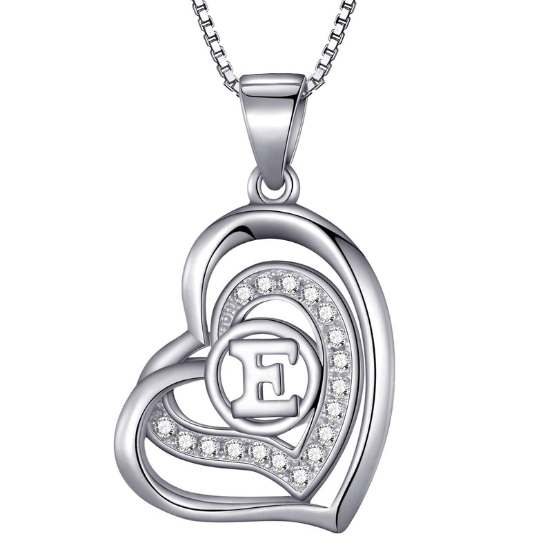 Morella Women's Heart Necklace with Different Letters with White Cubic Zirconia 46 cm 925 Silver Rhodium-Plated