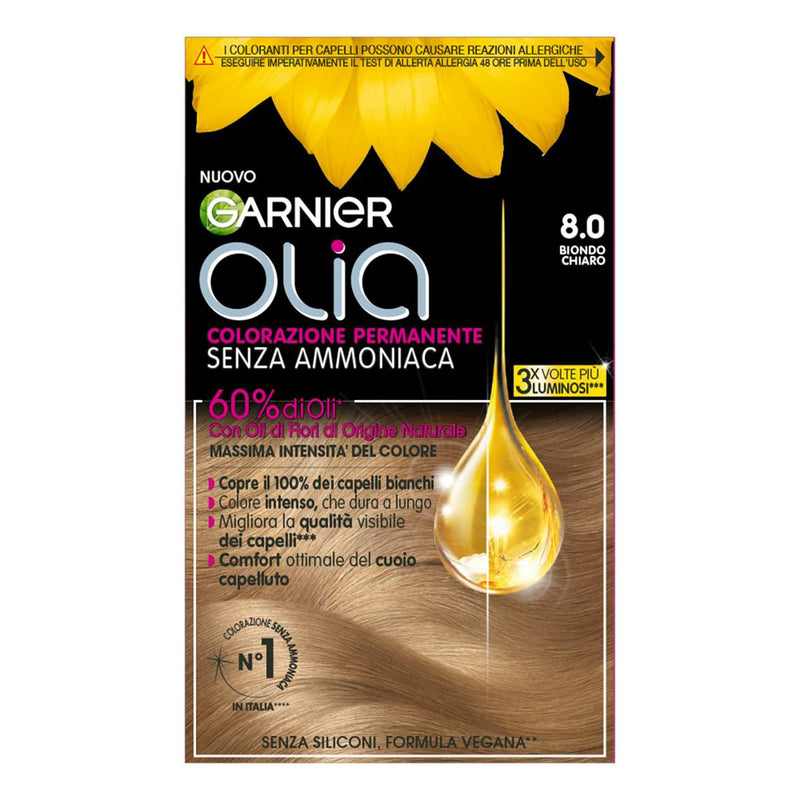 Garnier Olia Hair Dye, Ammonia Free, Covers 100% White Hair, Vegan Formula Formula, Brown
