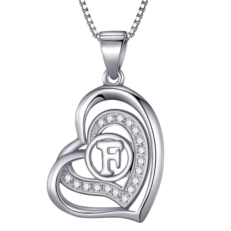 Morella Women's Heart Necklace with Different Letters with White Cubic Zirconia 46 cm 925 Silver Rhodium-Plated