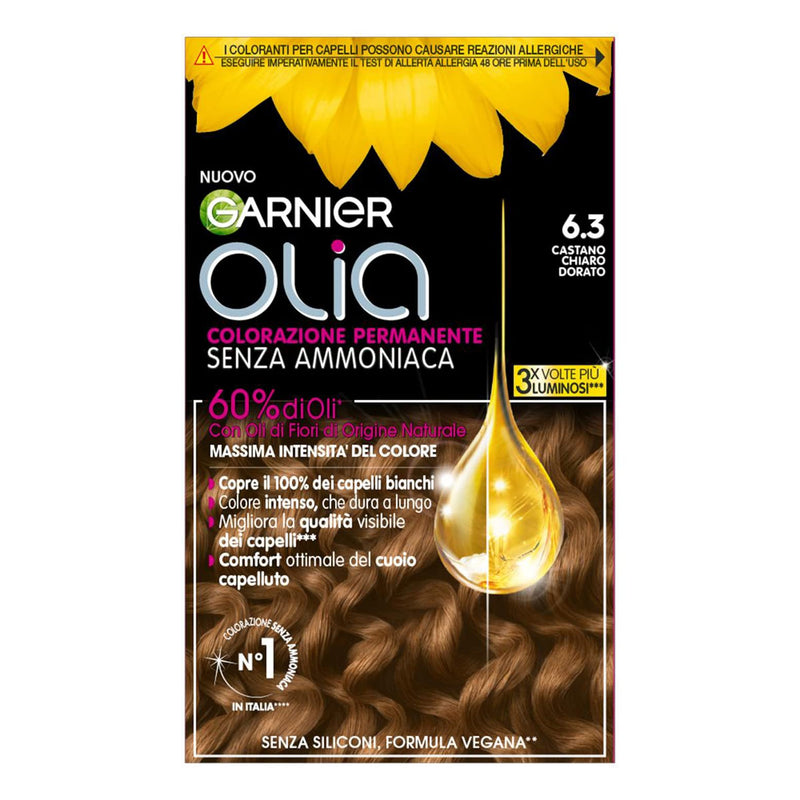 Garnier Olia Hair Dye, Ammonia Free, Covers 100% White Hair, Vegan Formula Formula, Brown
