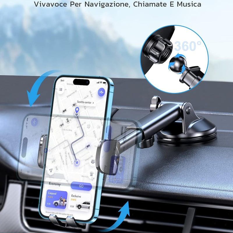 CIRYCASE Porta Cellulare Auto, [Aspirazione Ultra Potente & Universale] Supporto Telefono Auto, Flessibile PortaTelefono Cruscotto e Parabrezza, Supporti Interni Universale per Smartphone da 4-7
