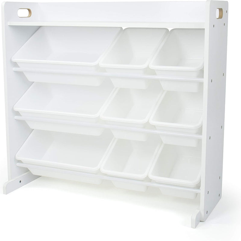 Humble Crew Kids Storage Shelf Organizer Toy Storage Rack with 9 Storage Boxes, White/White