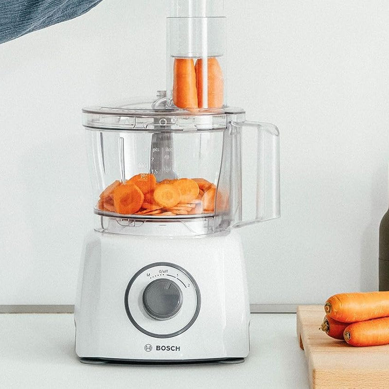 Bosch MultiTalent 3 Compact Multifunction Food Processor – Over 20 Functions, 800 W, 2 Speeds, 2.3 L Bowl, Slicing, Cutting and Grating, Kneading Blade and Whipping Disc