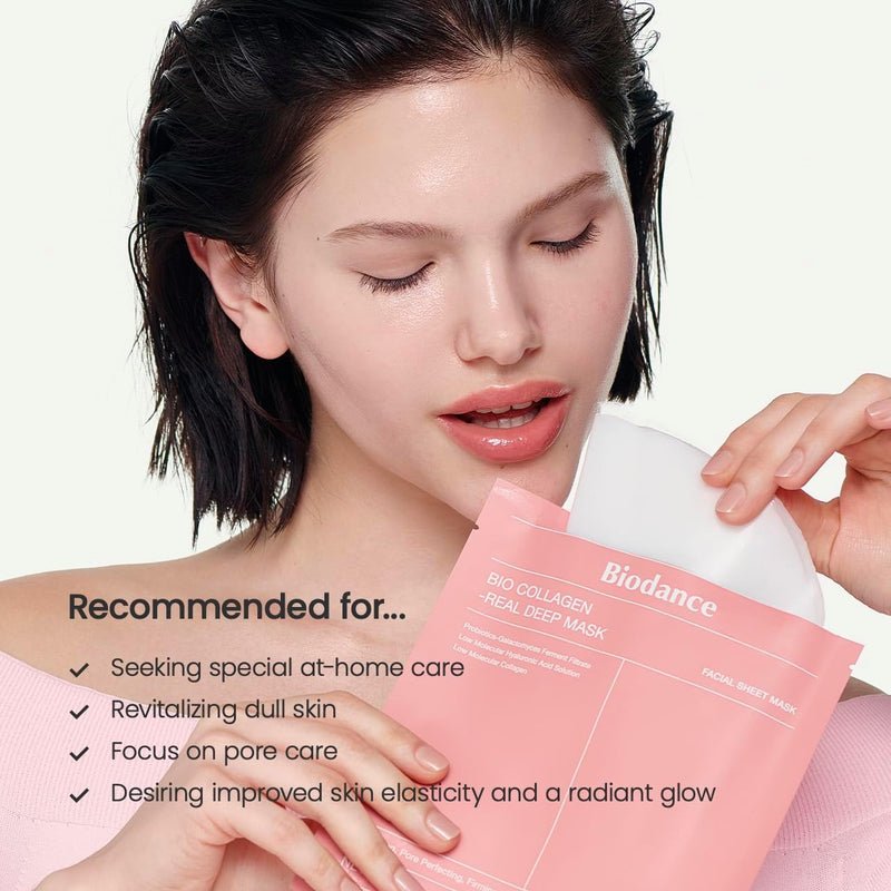 Biodance Bio-Collagen Real Deep Mask 4 Pack - Face Mask, Face Mask, Women Face Mask, Face Mask, Pore Refining, Wrinkle Treatment