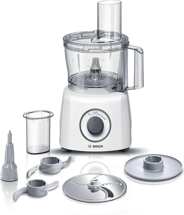 Bosch MultiTalent 3 Compact Multifunction Food Processor – Over 20 Functions, 800 W, 2 Speeds, 2.3 L Bowl, Slicing, Cutting and Grating, Kneading Blade and Whipping Disc