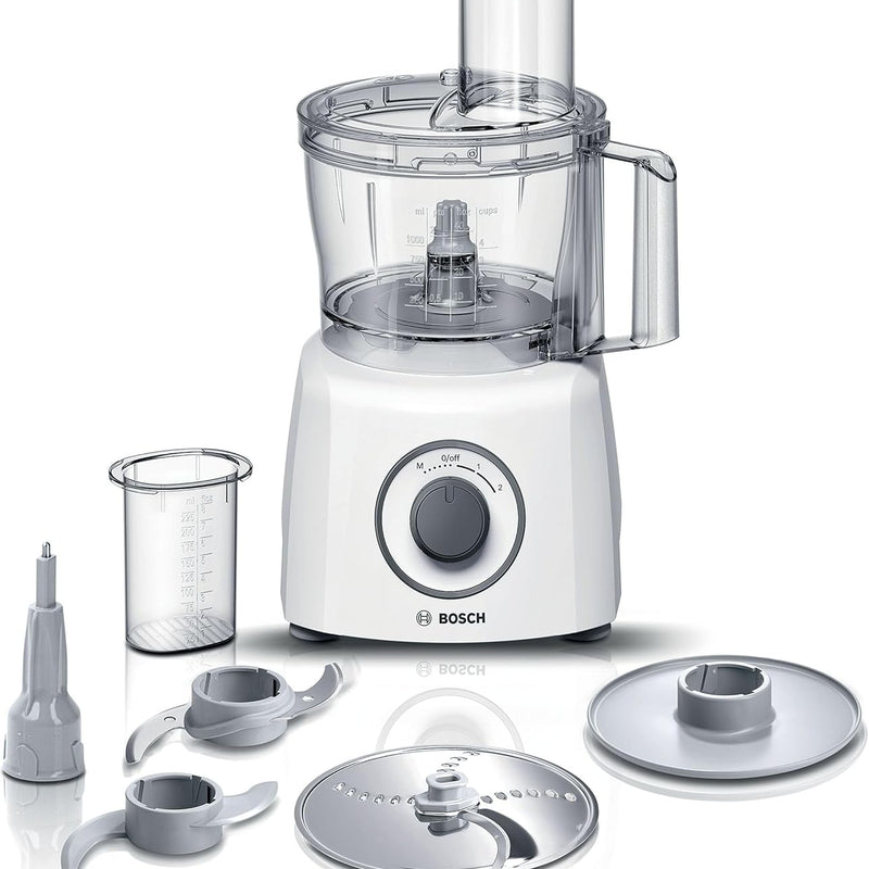 Bosch MultiTalent 3 Compact Multifunction Food Processor – Over 20 Functions, 800 W, 2 Speeds, 2.3 L Bowl, Slicing, Cutting and Grating, Kneading Blade and Whipping Disc